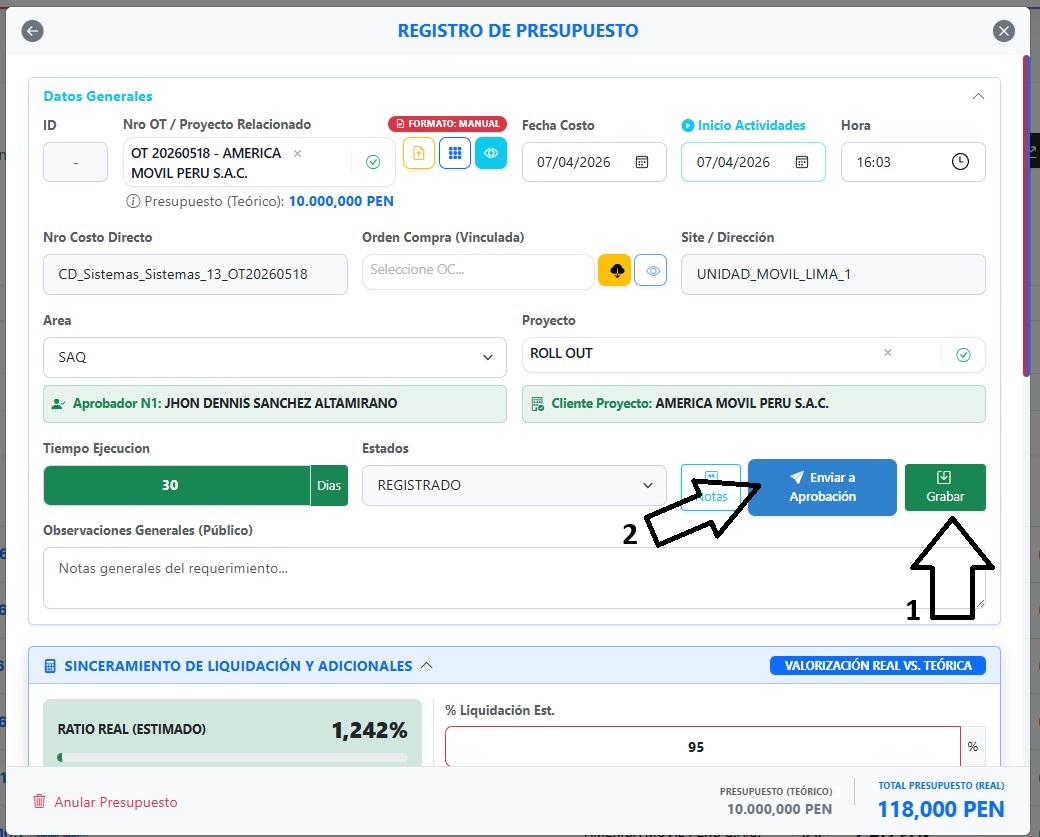Finalización del registro