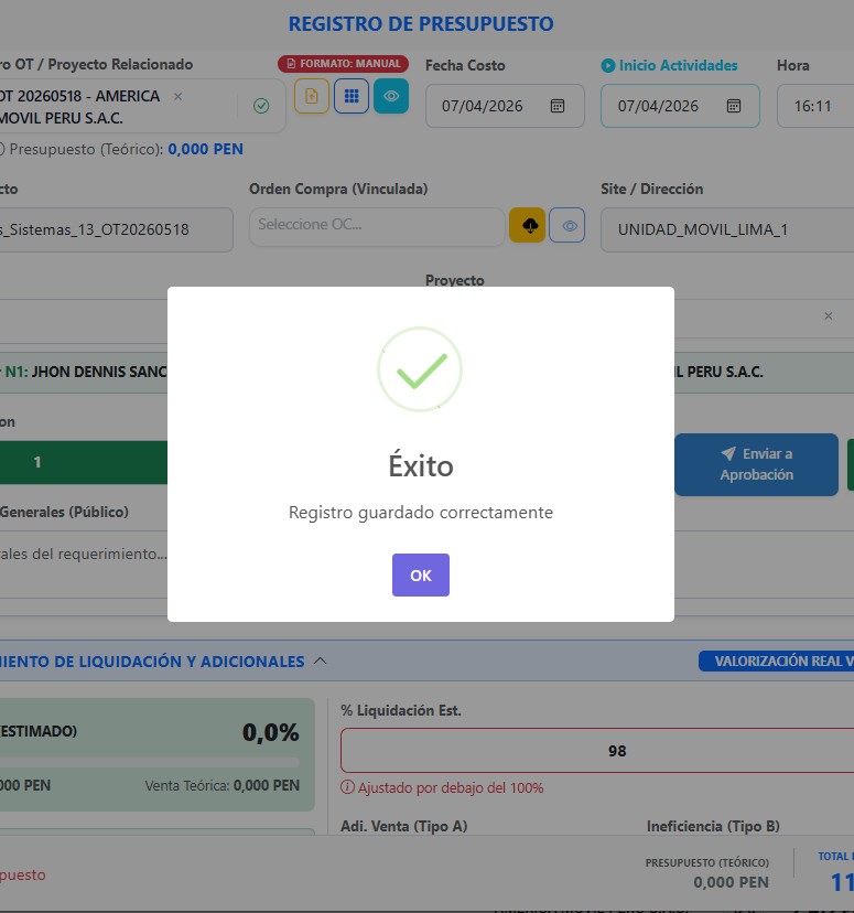 Finalización del registro