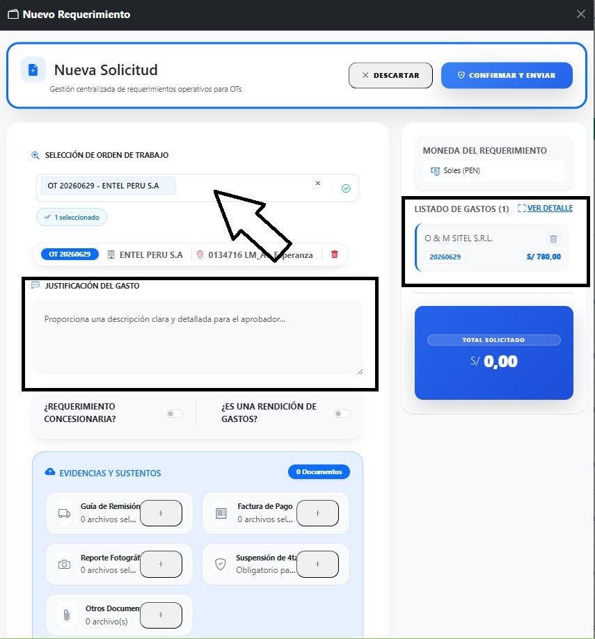 Crear Requerimiento