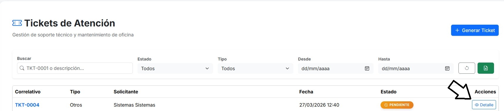 Seguimiento de ticket