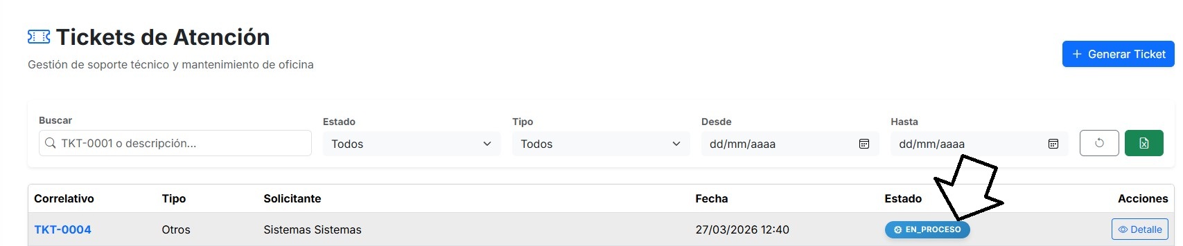 Cierre de soporte